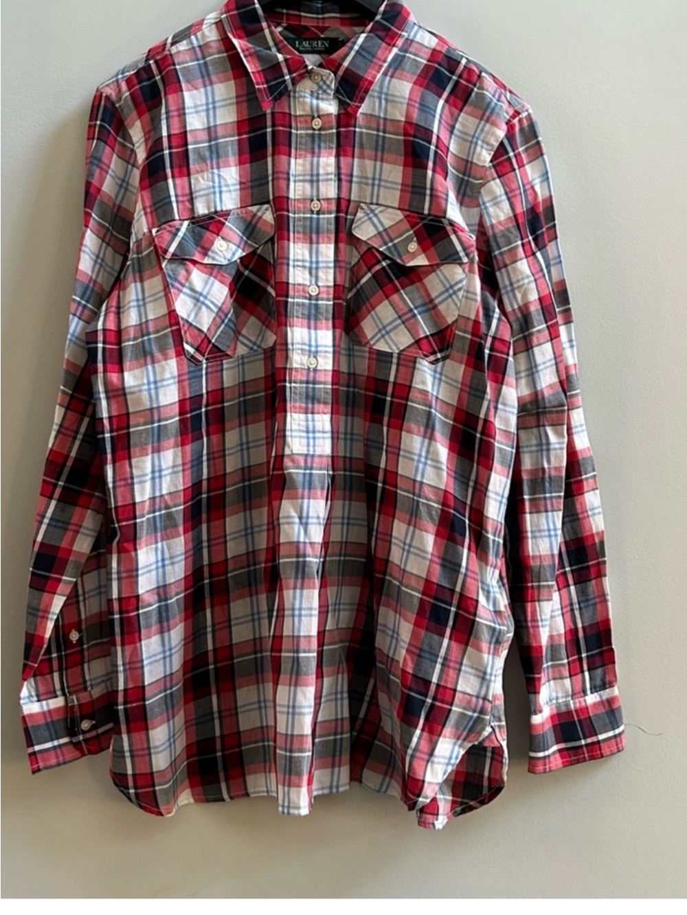 Ralph Lauren Red, White & Blue Plaid Button-Down Shirt